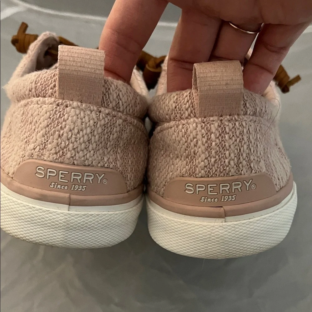 Sperry Women's Pier Wave Blush Pink Canvas Upper Slip On Sneakers - Size 9.5